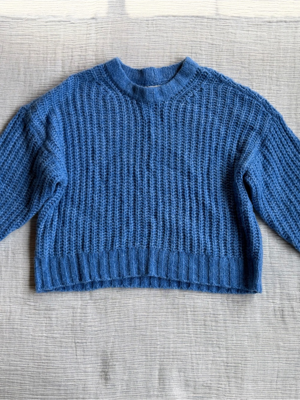 AE Blue Ribbed Crewneck Sweater